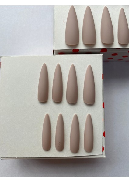 20 Adet Bej Mat Stiletto Takma Tırnak