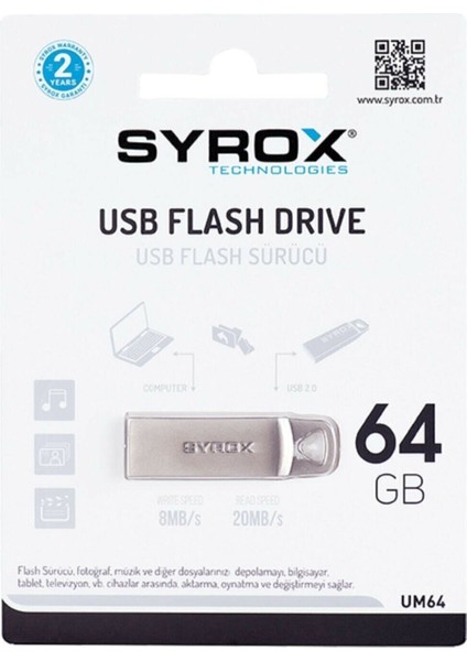 64 GB Metal 2 USB Flash Bellek Syrox