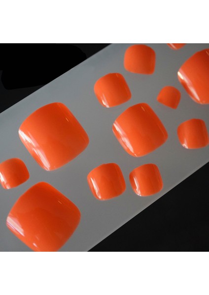 Natürel Turuncu Ayak Takma Tırnak Lüks Parlak Doğal Pedikür Nail Art Yapıştırıcılı Kit