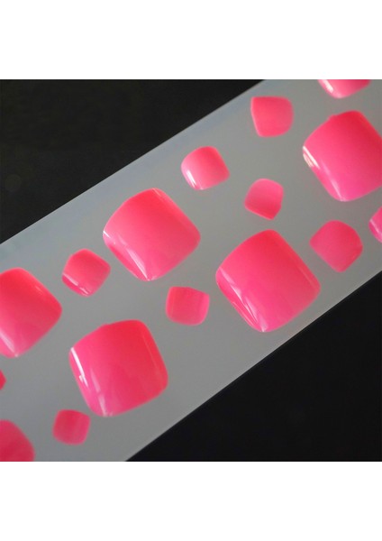 Pembe Ayak Takma Tırnak Lüks Parlak Doğal Pedikür Nail Art Toe Nails Pedicure Yapıştırıcılı Set