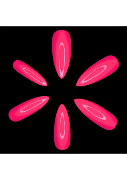 Neon Pembe Takma Tırnak Lüks Parlak Extra Uzun Sivri Uçlu Stiletto Nail Art Set