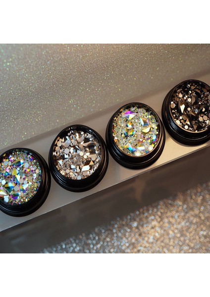 Renkli Lüks Kristal Taş Gem Karışık Parlak Dekor Art Tasarım Dekorasyon Nail Art Süsleme