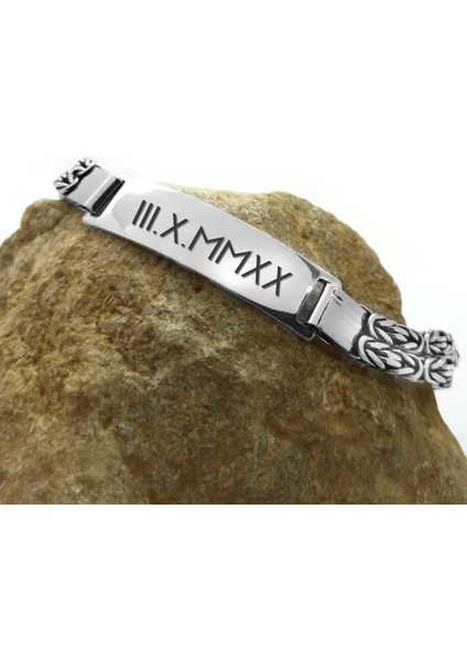 Isim Yazılan Erkek Gümüş Bileklik Çift Kral Künye Orta Kalınlıkta Gblkkcıftıs-Gms Kare modelleri