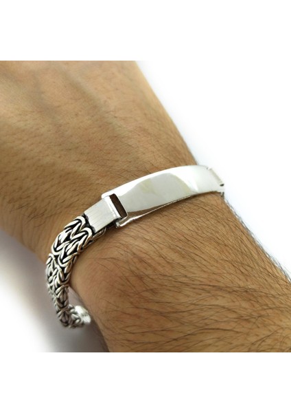 Isim Yazılan Erkek Gümüş Bileklik Çift Kral Künye Orta Kalınlıkta Gblkkcıftıs-Gms Kare indirimleri