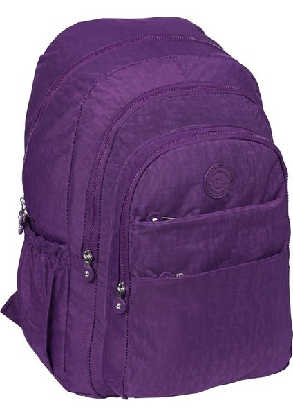 1630 Krinkıl Kumaş Su Geçirmez Okul Sırt Çantası Mor