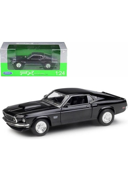Model Araba - Welly 1969 Ford Mustang Boss 1:24 - 24067W-SİYAH