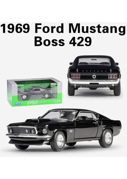 Model Araba - Welly 1969 Ford Mustang Boss 1:24 - 24067W-SİYAH fiyatları