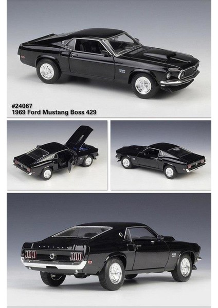 Model Araba - Welly 1969 Ford Mustang Boss 1:24 - 24067W-SİYAH modelleri