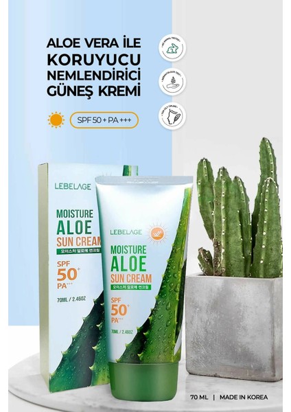 Yatıştırıcı, Nemlendirici Aloe Vera Spf 50 + Pa +++ Güneş Kremi Moisture Aloe Sun Cream