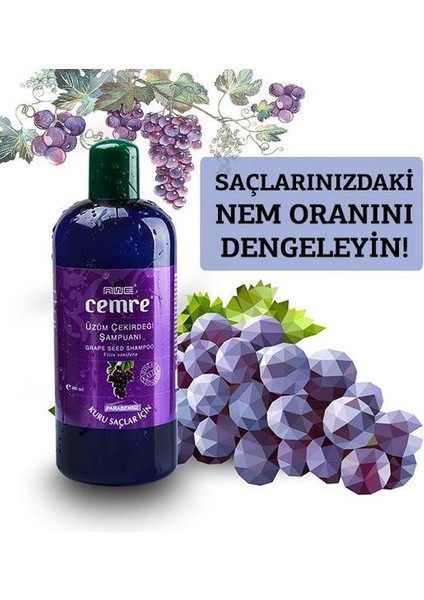 Üzüm Çekirdeği Şampuanı/ Zayıf ve Ince Teller Için/ Yıpranma Karşıtı/ Kuru Saçlar Için/ 400 ml