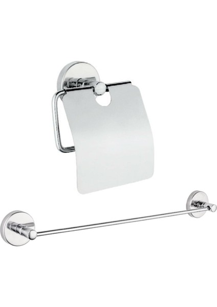 Dolce Paslanmaz Uzun Havluluk + Kapaklı Kağıtlık Ikili Banyo Seti
