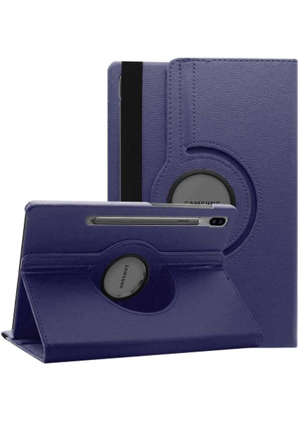 Samsung Galaxy Tab S7 Fe Lte T737 Kılıf Dönebilen Standlı Kapaklı Kılıf + Cam Ekran Koruyucu