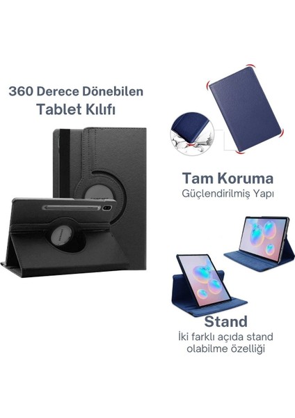 Samsung Galaxy Tab S7 Fe Lte T737 Kılıf Dönebilen Standlı Kapaklı Kılıf + Nano Ekran Koruyucu
