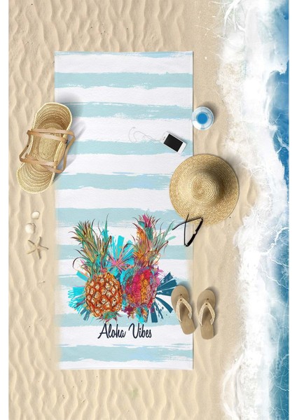 Summer Pineapple Dijital Baskılı 70X150 cm Plaj Havlusu