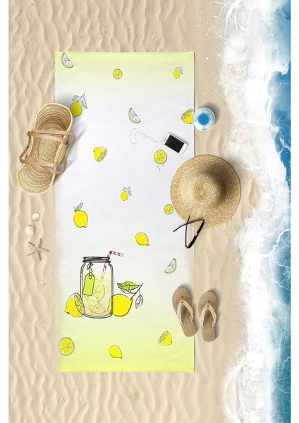 Summer Lemon Dijital Baskılı 70X150 cm Plaj Havlusu