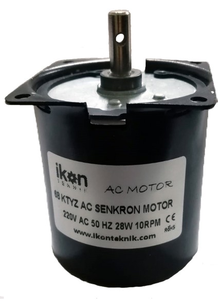 Ac Senkron Motor 68 Ktyz 10 Rpm 28W Viyol Motoru, 68KTYZ10RPM (7mm)