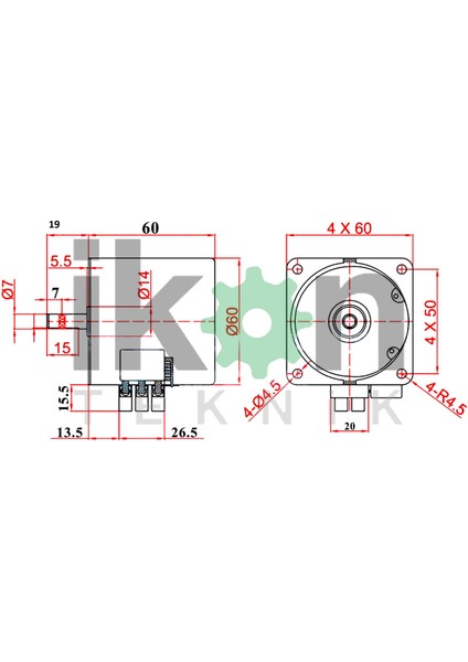 60 Ktyz 5 Rpm 14W Viyol Motoru, 60KTYZ5RPM(7MM), Kuluçka Çevirme Motoru, Ac Senkron Motor