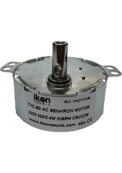 Ikon Ac Senkron Motor TYC50 30 Rpm 4W, Viyol Motoru, TYC50 30RPM Cw/ccw, Elektrikli Şömine Motoru