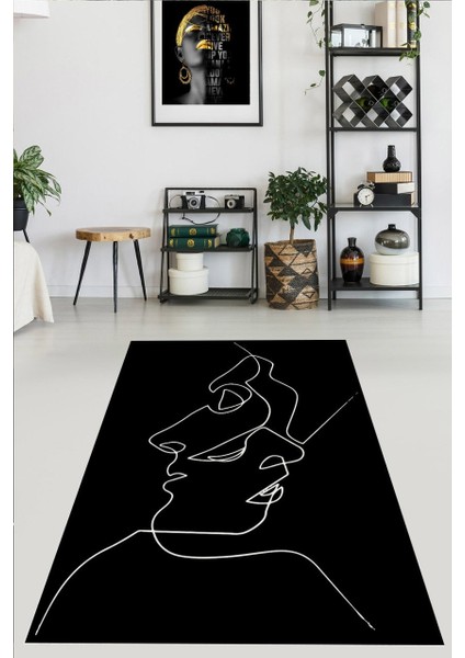 Minimalist Desenli Makinada Yıkanabilir Halı Makinede Yıkanabilir