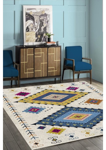Kilim Desenli Halı Makinede Yıkanabilir