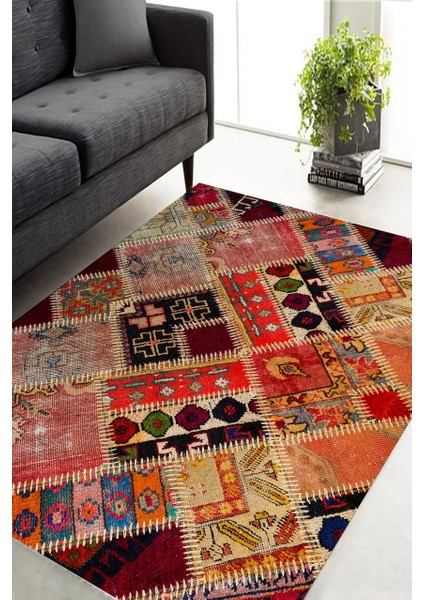 Patchwork Renkli Halı Makinede Yıkanabilir