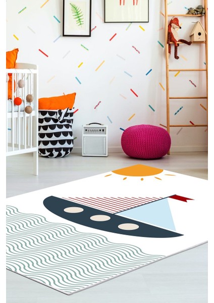 Sandal Desenli Halı Makinede Yıkanabilir
