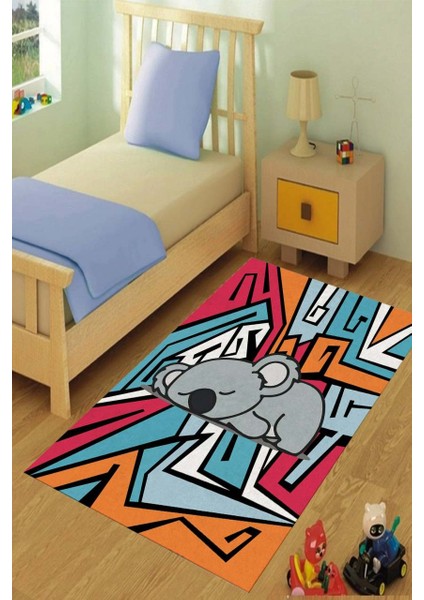 Graffiti Koala Desenli Halı Makinede Yıkanabilir