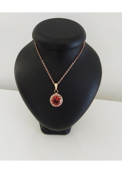 Sultanit (Zultanit) Rose Gold Renk Bukalemun Zirkon Doğal Taşlı Kolye