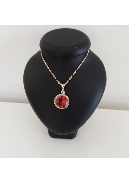 Sultanit (Zultanit) Rose Gold Renk Bukalemun Zirkon Doğal Taşlı Kolye