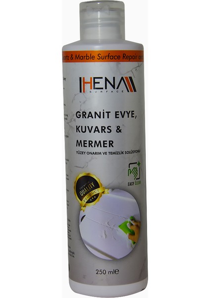 Hena Surface Granit Evye Kuvars Mermer Yüzey Onarım ve Temizlik Solüsyonu 250 ml