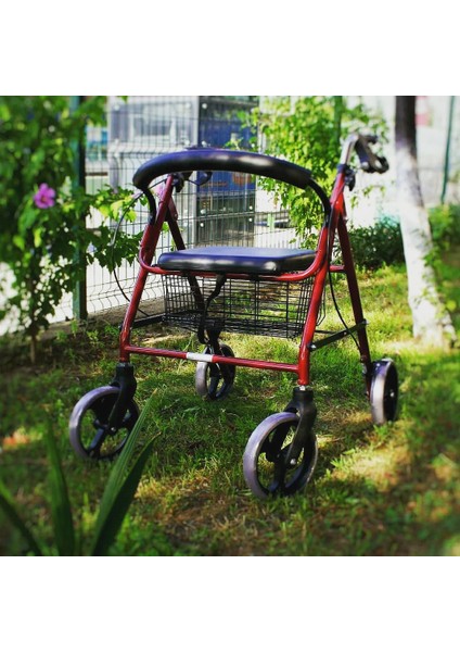 Tekerlekli, Frenli, Oturaklı, Sepetli, Hasta Yardım Yürümeç Rollator Poylin