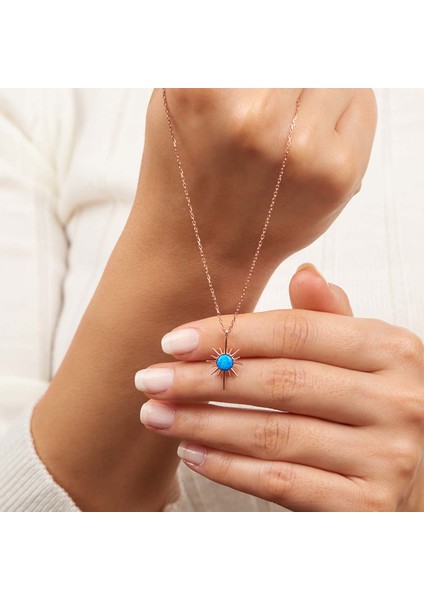 Opal Taşlı Kutup Yıldızı Gümüş Kolye