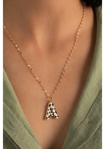 Altın Kalemli Harf Kolye 50 cm