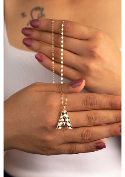 Altın Kalemli Harf Kolye 50 cm modelleri