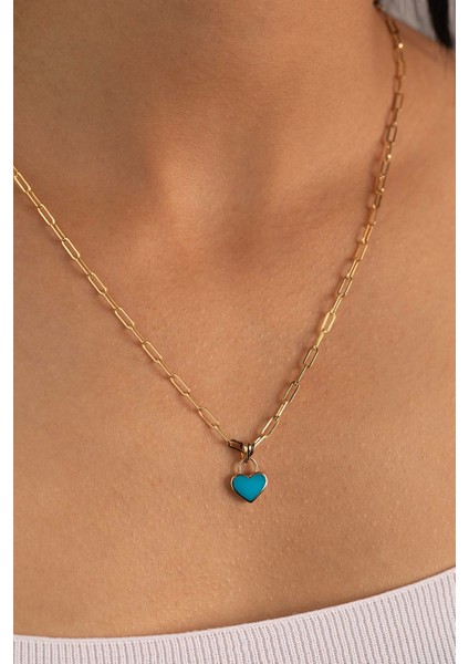 Altın Ataş Zincir Kalp Kolye 50 cm