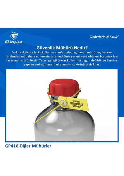 Gp-Mühürlü Plastik Numune Şişesi 1lt / 10 Adet