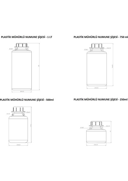 Gp-Mühürlü Plastik Numune Şişesi 1lt / 10 Adet