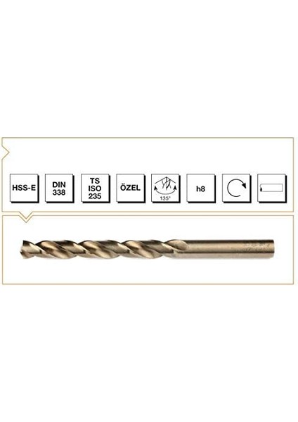 Hss-E Din 338 Rn Altın Seri Matkap Ucu 19.5 mm