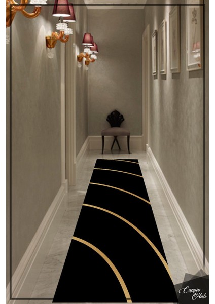 Siyah Gold Detaylı Halı Makinede Yıkanabilir