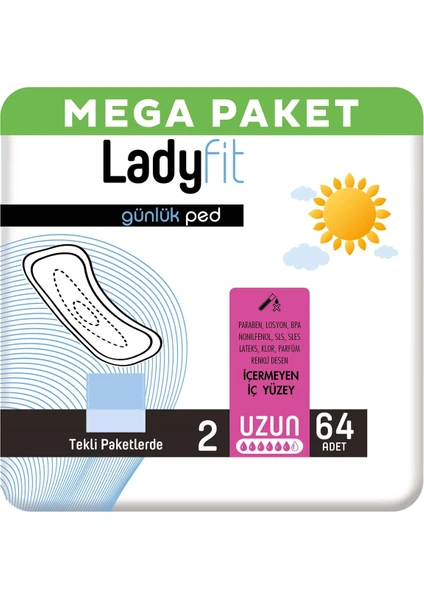 Lady Ladyfit Günlük Ped Uzun 64 Ped