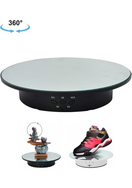 20CM USB Elektrik Döner Turntable Ekran Standı - Siyah (Yurt Dışından)
