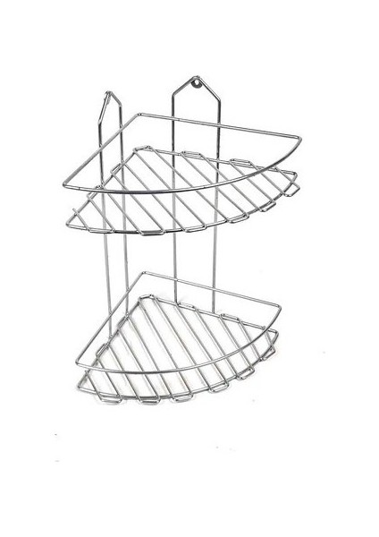 Banyo Köşe Duş Rafı Metal 2 Katlı Düzenleyici 36 cm