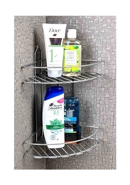 Banyo Köşe Duş Rafı Metal 2 Katlı Düzenleyici 36 cm modelleri