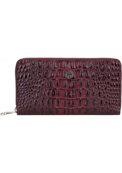 Günlük Kullanım İçin Hem Şık Hem Pratik, Bozuk Para Bölmeli, Hakiki Deri, Unisex, Fermuarlı Cüzdan Glory Bordo