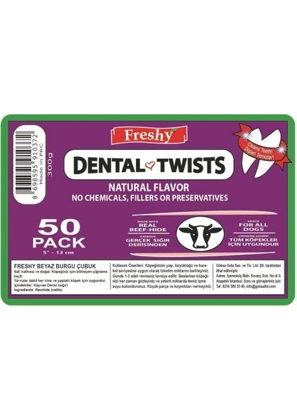 Dental Twists - Sütlü Burgu Çubuk - 50'li Maxi Paket