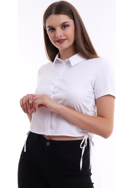 21333812 Dok.yanları Büzgülü Kısa Gömlek Beyaz fırsatları