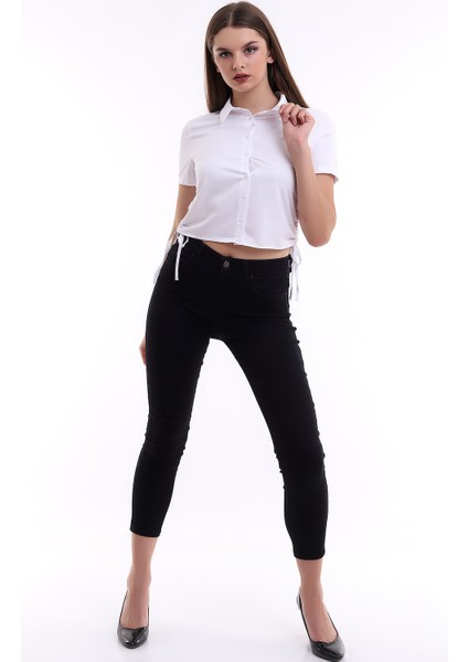 21333812 Dok.yanları Büzgülü Kısa Gömlek Beyaz indirimleri