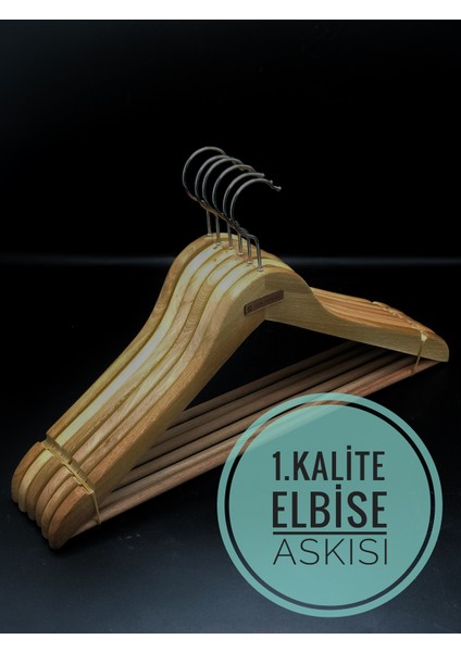 Süper Lüx Elbise Askısı Masif Gürgen 6 Adet