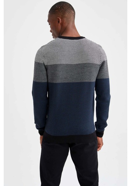 Slim Fit Blok Desenli Triko Kazak R8975AZ20WN indirimleri