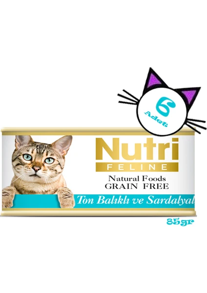 Nutri Feline Ton&sardalya Balıklı Tahılsız 85gr Nutri Yaş Kedi Maması 6